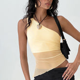 Top corto asimétrico de un solo hombro para mujer, camisetas sin mangas de verano, ropa informal para mujer